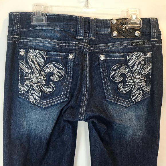 Miss Me Barely Boot Zebra Fleur de lis Pockets 27 - Picture 2 of 11